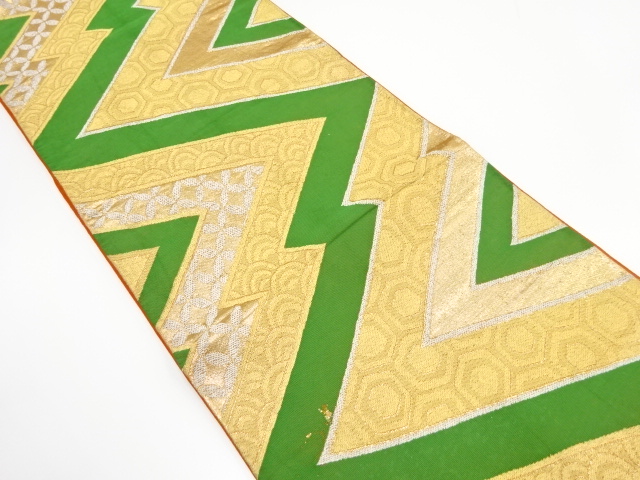 JAPANESE KIMONO / ANTIQUE FUKURO OBI / SILK / WOVEN ABSTRACT MATSUKAWABISHI